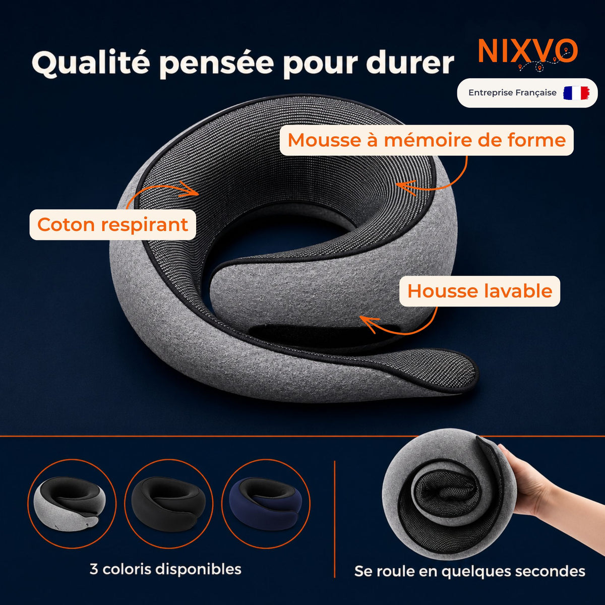 NIXVO Cloud - Coussin Cervical Ergonomique à Mémoire de Forme